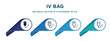 iv bag icon in 4 different styles such as filled, color, glyph, colorful, lineal color. set of vector for web, mobile, ui