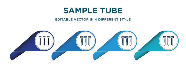Poster - sample tube icon in 4 different styles such as filled, color, glyph, colorful, lineal color. set of vector for web, mobile, ui