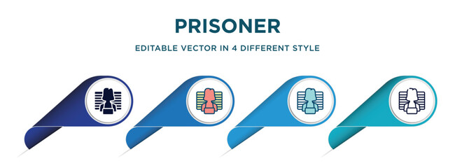 Poster - prisoner icon in 4 different styles such as filled, color, glyph, colorful, lineal color. set of vector for web, mobile, ui