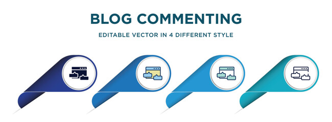 Poster - blog commenting icon in 4 different styles such as filled, color, glyph, colorful, lineal color. set of vector for web, mobile, ui