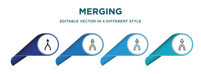 Aufkleber - merging icon in 4 different styles such as filled, color, glyph, colorful, lineal color. set of vector for web, mobile, ui