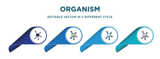 Poster - organism icon in 4 different styles such as filled, color, glyph, colorful, lineal color. set of vector for web, mobile, ui