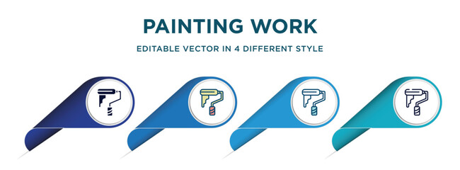 Poster - painting work icon in 4 different styles such as filled, color, glyph, colorful, lineal color. set of vector for web, mobile, ui