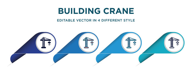 Poster - building crane icon in 4 different styles such as filled, color, glyph, colorful, lineal color. set of vector for web, mobile, ui
