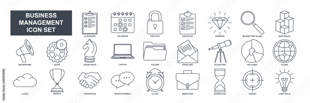 business management elements set icon symbol template for graphic and web design collection logo vector illustration