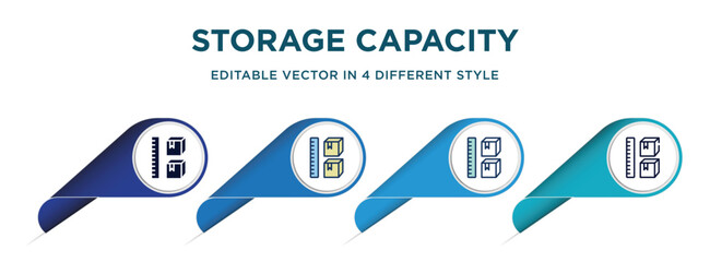 Poster - storage capacity icon in 4 different styles such as filled, color, glyph, colorful, lineal color. set of vector for web, mobile, ui