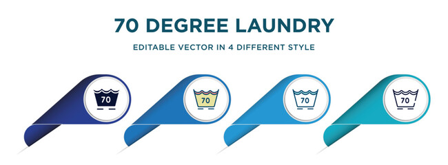 Poster - 70 degree laundry icon in 4 different styles such as filled, color, glyph, colorful, lineal color. set of vector for web, mobile, ui