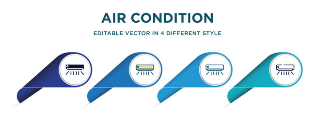 Aufkleber - air condition icon in 4 different styles such as filled, color, glyph, colorful, lineal color. set of vector for web, mobile, ui