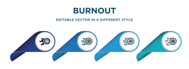 Poster - burnout icon in 4 different styles such as filled, color, glyph, colorful, lineal color. set of vector for web, mobile, ui