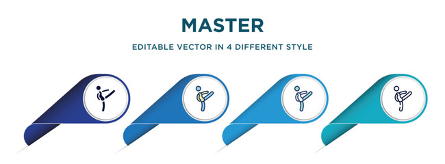 Poster - master icon in 4 different styles such as filled, color, glyph, colorful, lineal color. set of vector for web, mobile, ui