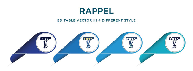 Poster - rappel icon in 4 different styles such as filled, color, glyph, colorful, lineal color. set of vector for web, mobile, ui