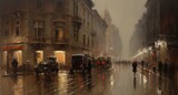 Fototapeta Do pokoju - 油絵風 西洋のレトロな街並み背景イラスト,Generative AI AI画像