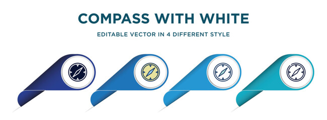 Aufkleber - compass with white face icon in 4 different styles such as filled, color, glyph, colorful, lineal color. set of vector for web, mobile, ui