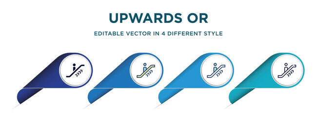 Poster - upwards or icon in 4 different styles such as filled, color, glyph, colorful, lineal color. set of vector for web, mobile, ui