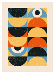 Wall Mural - minimal 20s geometric design poster, vector template with primitive shapes