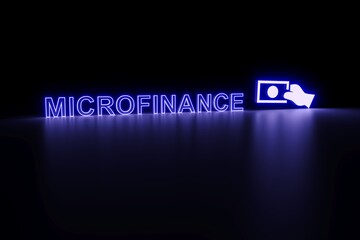 MICROFINANCE neon concept self illumination background 3D illustration