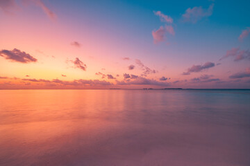 Wall Mural - sea sand sky closeup, sunset colors clouds horizon peaceful seascape panoramic banner. inspirational