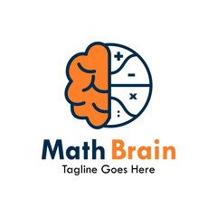 math brain design logo template illustration