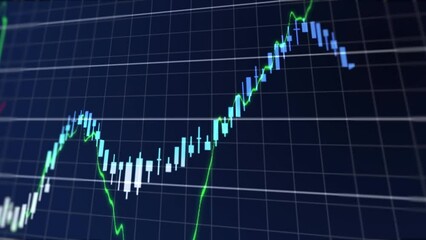 Poster - Animation of financial data processing over grid network against blue background