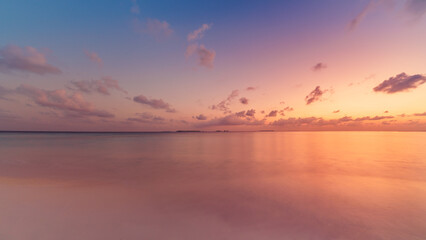 Wall Mural - sea sand sky closeup, sunset colors clouds horizon peaceful seascape panoramic banner. inspirational