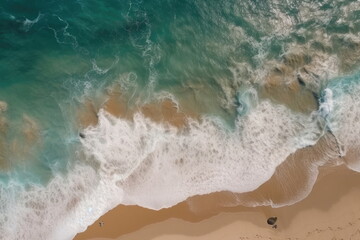Wall Mural - top view Ocean waves on the beach background