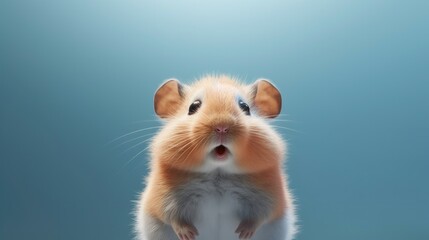 Wall Mural - Head of furry Hamster looking lateral with copy space for advertisement. space background for banner text. Generative AI