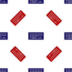 Poster - blue and red computer keyboard icon isolated seamless pattern on white background. pc component sign