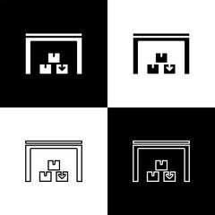 Sticker - Set Warehouse icon isolated on black and white background. Vector