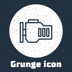 Poster - Grunge line Check engine icon isolated on grey background. Monochrome vintage drawing. Vector