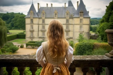 French child person french castle. Generate Ai