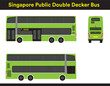 Public transport double decker bus, vector line art drawing artwork. Isolated illustration out of home advertising branding application. With  side and back views. No background. Common in Singapore
