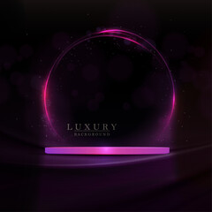 Wall Mural - Abstract round frame with violet tone scene on black design