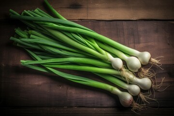 Poster - Fresh green onions food. Generate Ai