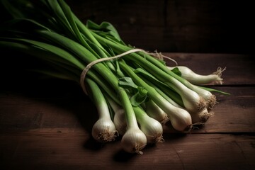 Poster - Fresh green garden onions. Generate Ai