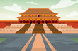 Beautiful Landmark Forbidden Palace in Beijing China vector