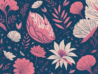 Wall Mural - Floral background for design in flat style, AI generation
