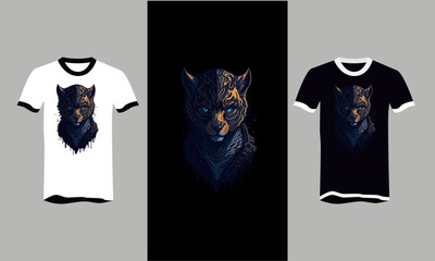 t-shirt design template of ninja tiger face vector