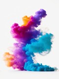 Fototapeta Tęcza - Colorful smoke on white background, vivid colored smoke, generative ai