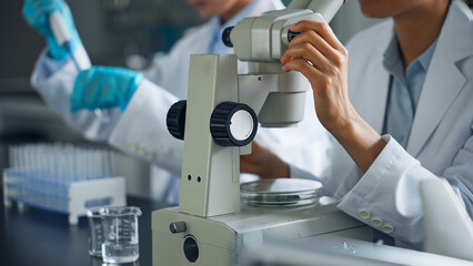 Aufkleber - Multinational researcher group experimenting in the lab.