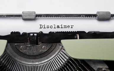 Aufkleber - Text disclaimer typed on retro typewriter