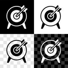 Poster - Set Target financial goal concept icon isolated on black and white, transparent background. Symbolic goals achievement, success. Vector