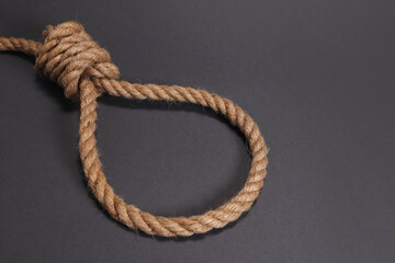 rope noose for hanging on a gray background