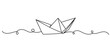 origami paper boat line art style vector illustration