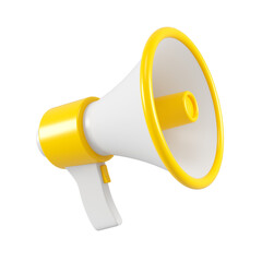 yellow megaphone isolated. close up breaking news metaphor, disclosure of information concept. 3d re
