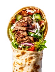 Wall Mural - The Doner kebab (shawarma) isolated on a white background. Generative AI