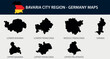 Map of Bavaria city region set - Germany map outline silhouette graphic element Illustration template design
