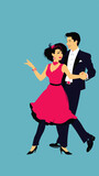 Fototapeta  - Couple dancing tango in a retro style. Vector illustration.