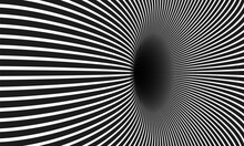 Abstract Optical Illusion. Hypnotic Spiral Tunnel With Black And White Lines. Vector Illustration.
