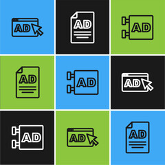 Poster - Set line Advertising, and icon. Vector