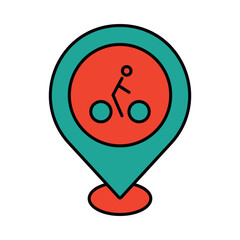 Sticker - location, pin, bicycle, cycle riding, bicycle riding location pin icon